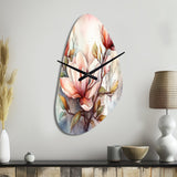 Red Magnolia Symphony - Asymmetric Metal Wall Clock