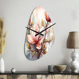 Red Magnolia Symphony - Asymmetric Metal Wall Clock