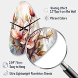 Red Magnolia Symphony - Asymmetric Metal Wall Clock