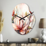 Red Magnolia Symphony - Asymmetric Metal Wall Clock