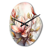 Red Magnolia Symphony - Asymmetric Metal Wall Clock