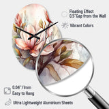 Red Magnolia Symphony - Asymmetric Metal Wall Clock