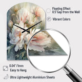 Pink Green Peonies On Branch II - Asymmetric Metal Wall Clock