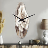Grey Peonies On Branch III - Asymmetric Metal Wall Clock