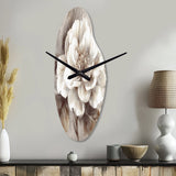 Grey Peonies On Branch III - Asymmetric Metal Wall Clock