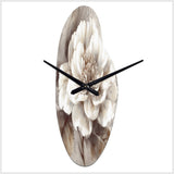 Grey Peonies On Branch III - Asymmetric Metal Wall Clock