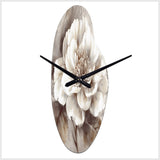 Grey Peonies On Branch III - Asymmetric Metal Wall Clock