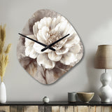 Grey Peonies On Branch III - Asymmetric Metal Wall Clock