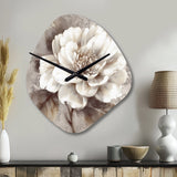 Grey Peonies On Branch III - Asymmetric Metal Wall Clock