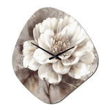 Grey Peonies On Branch III - Asymmetric Metal Wall Clock