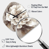 Grey Peonies On Branch III - Asymmetric Metal Wall Clock