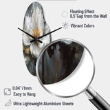 Vibrant White Grey Peony Flower - Asymmetric Metal Wall Clock