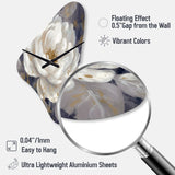 Emotions Of White Blue Peony Flower III - Asymmetric Metal Wall Clock