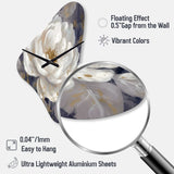 Emotions Of White Blue Peony Flower III - Asymmetric Metal Wall Clock