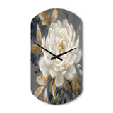 Emotions Of White Gold Peony Flower II - Asymmetric Metal Wall Clock