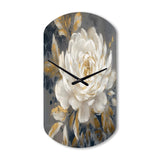 Emotions Of White Gold Peony Flower II - Asymmetric Metal Wall Clock