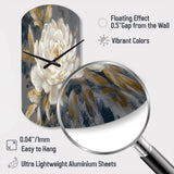 Emotions Of White Gold Peony Flower II - Asymmetric Metal Wall Clock