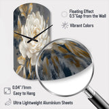 Emotions Of White Gold Peony Flower II - Asymmetric Metal Wall Clock