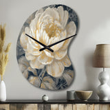 Emotions Of White Gold Peony Flower III - Asymmetric Metal Wall Clock