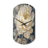 Emotions Of White Gold Peony Flower III - Asymmetric Metal Wall Clock