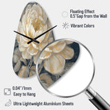 Emotions Of White Gold Peony Flower III - Asymmetric Metal Wall Clock