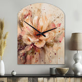 Emotions Of Beige Red Peony Flower I - Asymmetric Metal Wall Clock