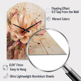 Emotions Of Beige Red Peony Flower I - Asymmetric Metal Wall Clock