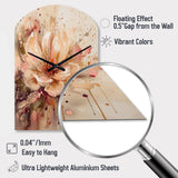 Emotions Of Beige Red Peony Flower I - Asymmetric Metal Wall Clock