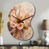 Emotions Of Beige Red Peony Flower I - Asymmetric Metal Wall Clock