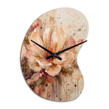 Emotions Of Beige Red Peony Flower I - Asymmetric Metal Wall Clock