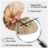 Emotions Of Beige Red Peony Flower I - Asymmetric Metal Wall Clock