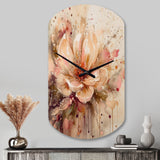 Emotions Of Beige Red Peony Flower I - Asymmetric Metal Wall Clock