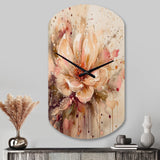 Emotions Of Beige Red Peony Flower I - Asymmetric Metal Wall Clock