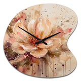 Emotions Of Beige Red Peony Flower I - Asymmetric Metal Wall Clock