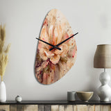 Emotions Of Beige Red Peony Flower I - Asymmetric Metal Wall Clock