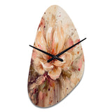 Emotions Of Beige Red Peony Flower I - Asymmetric Metal Wall Clock
