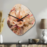 Emotions Of Beige Red Peony Flower I - Asymmetric Metal Wall Clock