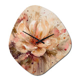 Emotions Of Beige Red Peony Flower I - Asymmetric Metal Wall Clock