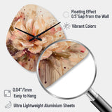 Emotions Of Beige Red Peony Flower I - Asymmetric Metal Wall Clock