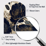 Blue Gold Peonies Celebration I - Asymmetric Metal Wall Clock