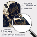 Blue Gold Peonies Celebration I - Asymmetric Metal Wall Clock