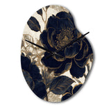 Blue Gold Peonies Celebration I - Asymmetric Metal Wall Clock