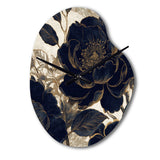 Blue Gold Peonies Celebration I - Asymmetric Metal Wall Clock