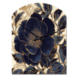 Blue Gold Peonies Celebration IV - Asymmetric Metal Wall Clock