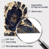 Blue Gold Peonies Celebration IV - Asymmetric Metal Wall Clock
