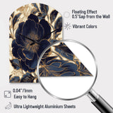 Blue Gold Peonies Celebration IV - Asymmetric Metal Wall Clock