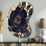 Blue Gold Peonies Celebration IV - Asymmetric Metal Wall Clock
