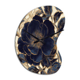 Blue Gold Peonies Celebration IV - Asymmetric Metal Wall Clock