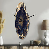 Blue Gold Peonies Celebration IV - Asymmetric Metal Wall Clock