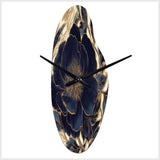Blue Gold Peonies Celebration IV - Asymmetric Metal Wall Clock